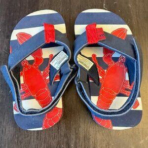 NEW Lobster Blue & Red Island Toddler Flip Flops (Size 3-4)